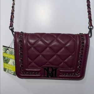 Badgley Mischka Small Crossbody Quilted Bag in Plum NWT